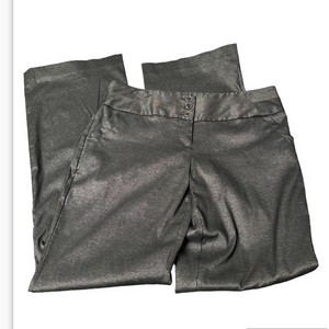 Decided wide leg slacks shiny gray sz 9 faux back pockets 2 front pockets (1039)